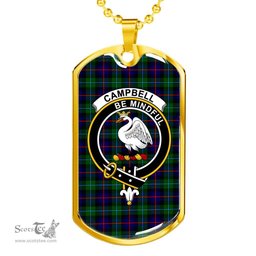 Scottish Campbell Clan Tartan Dog Tag Necklace - Crest Classic Scottish Plaid Tartan Plaid