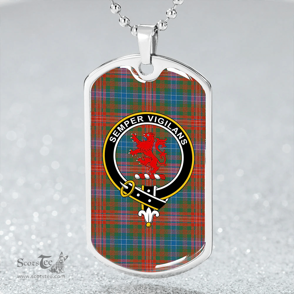 ScottishPlaid Wilson Janet Ancient Clan Tartan Dog Tag Necklace - Crest Classic Scottish Plaid Tartan Plaid