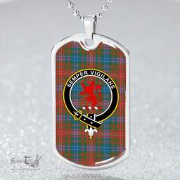 ScottishPlaid Wilson Janet Ancient Clan Tartan Dog Tag Necklace - Crest Classic Scottish Plaid Tartan Plaid
