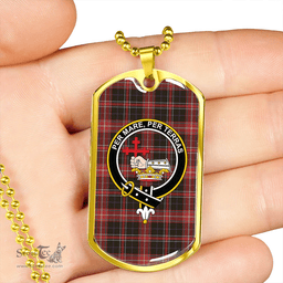 ScottishPlaid MacDonald Sir John A (Donald Sir John A) Weathered Clan Tartan Dog Tag Necklace - Crest Classic Scottish Plaid Tartan Plaid
