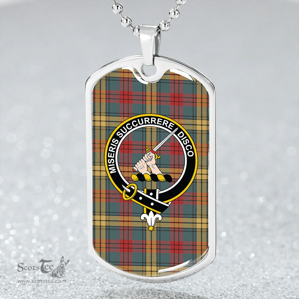 ScottishPlaid MacMillan 1946 Weathered Clan Tartan Dog Tag Necklace - Crest Classic Scottish Plaid Tartan Plaid