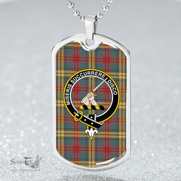ScottishPlaid MacMillan 1946 Weathered Clan Tartan Dog Tag Necklace - Crest Classic Scottish Plaid Tartan Plaid