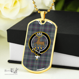 ScottishPlaid Scott Hunting #2 Weathered Clan Tartan Dog Tag Necklace - Crest Classic Scottish Plaid Tartan Plaid