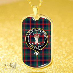 ScottishPlaid Robertson of Struan Modern Clan Tartan Dog Tag Necklace - Crest Classic Scottish Plaid Tartan Plaid