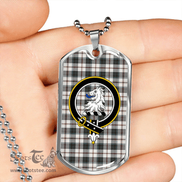 ScottishPlaid MacNaughton Dress #2 Weathered Clan Tartan Dog Tag Necklace - Crest Classic Scottish Plaid Tartan Plaid