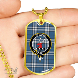 ScottishPlaid MacLintock #2 Modern Clan Tartan Dog Tag Necklace - Crest Classic Scottish Plaid Tartan Plaid
