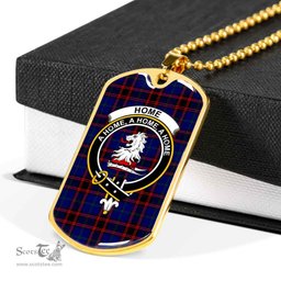 Scottish Home (or Hume) Clan Tartan Dog Tag Necklace - Crest Classic Scottish Plaid Tartan Plaid