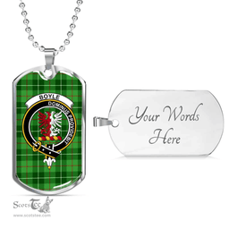 Scottish Boyle Clan Tartan Dog Tag Necklace - Crest Classic Scottish Plaid Tartan Plaid