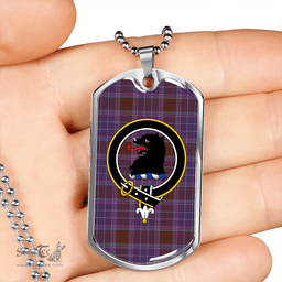 ScottishPlaid Phillips Weathered Clan Tartan Dog Tag Necklace - Crest Classic Scottish Plaid Tartan Plaid