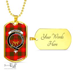 Scottish Cameron Clan Tartan Dog Tag Necklace - Crest Classic Scottish Plaid Tartan Plaid