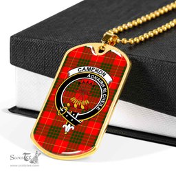 Scottish Cameron Clan Tartan Dog Tag Necklace - Crest Classic Scottish Plaid Tartan Plaid