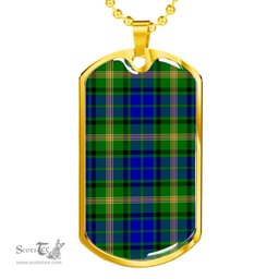 Scottish Maitland Clan Tartan Dog Tag Necklace - Classic Scottish Plaid Tartan Plaid