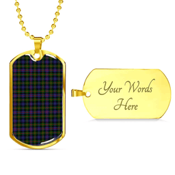 Scottish Murray of Atholl Modern Clan Tartan Dog Tag Necklace - Classic Scottish Plaid Tartan Plaid