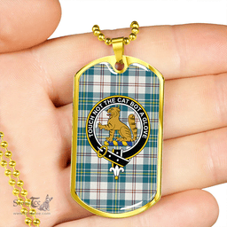 ScottishPlaid MacPherson Dress Blue Modern Clan Tartan Dog Tag Necklace - Crest Classic Scottish Plaid Tartan Plaid
