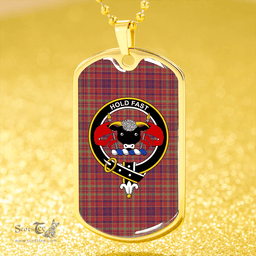 ScottishPlaid MacLeod Red Weathered Clan Tartan Dog Tag Necklace - Crest Classic Scottish Plaid Tartan Plaid