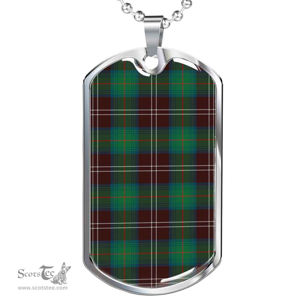 Scottish Chisholm Hunting Ancient Clan Tartan Dog Tag Necklace - Classic Scottish Plaid Tartan Plaid