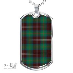 Scottish Chisholm Hunting Ancient Clan Tartan Dog Tag Necklace - Classic Scottish Plaid Tartan Plaid