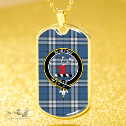 ScottishPlaid MacLintock #2 Modern Clan Tartan Dog Tag Necklace - Crest Classic Scottish Plaid Tartan Plaid