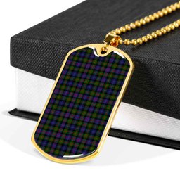 Scottish Murray of Atholl Modern Clan Tartan Dog Tag Necklace - Classic Scottish Plaid Tartan Plaid