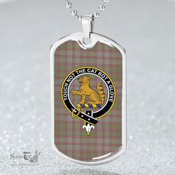 ScottishPlaid MacPherson of Glentruim Weathered Clan Tartan Dog Tag Necklace - Crest Classic Scottish Plaid Tartan Plaid