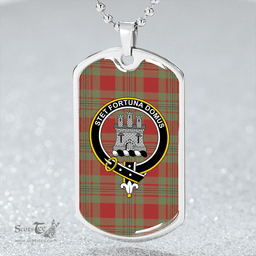 ScottishPlaid Strang Weathered Clan Tartan Dog Tag Necklace - Crest Classic Scottish Plaid Tartan Plaid