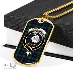 Scottish Campbell Clan Tartan Dog Tag Necklace - Crest Classic Scottish Plaid Tartan Plaid