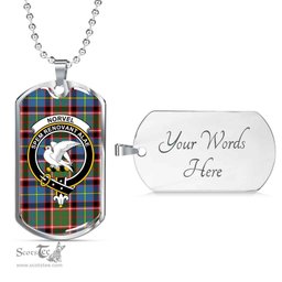 Scottish Norvel Clan Tartan Dog Tag Necklace - Crest Classic Scottish Plaid Tartan Plaid