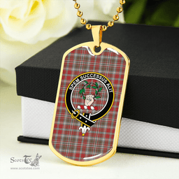 ScottishPlaid Ross Wedding Dress Weathered Clan Tartan Dog Tag Necklace - Crest Classic Scottish Plaid Tartan Plaid