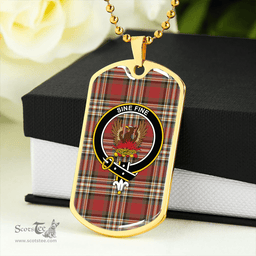 ScottishPlaid MacGill Weathered Clan Tartan Dog Tag Necklace - Crest Classic Scottish Plaid Tartan Plaid