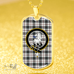 ScottishPlaid MacNaughton Dress #2 Weathered Clan Tartan Dog Tag Necklace - Crest Classic Scottish Plaid Tartan Plaid