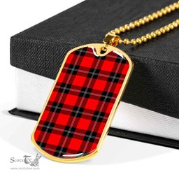 Scottish Ramsay Modern Clan Tartan Dog Tag Necklace - Classic Scottish Plaid Tartan Plaid