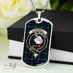 Scottish Campbell Clan Tartan Dog Tag Necklace - Crest Classic Scottish Plaid Tartan Plaid