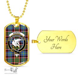 Scottish Norvel Clan Tartan Dog Tag Necklace - Crest Classic Scottish Plaid Tartan Plaid