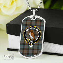 ScottishPlaid MacTaggart Weathered Clan Tartan Dog Tag Necklace - Crest Classic Scottish Plaid Tartan Plaid