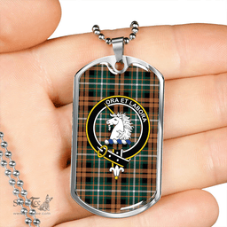 ScottishPlaid Ramsay Orange Modern Clan Tartan Dog Tag Necklace - Crest Classic Scottish Plaid Tartan Plaid
