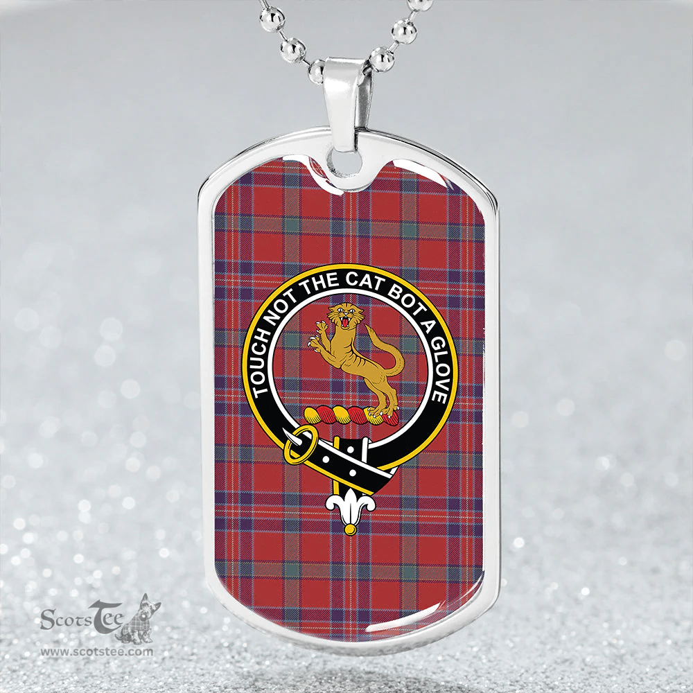 ScottishPlaid MacNiven Weathered Clan Tartan Dog Tag Necklace - Crest Classic Scottish Plaid Tartan Plaid
