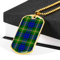 Scottish Maitland Clan Tartan Dog Tag Necklace - Classic Scottish Plaid Tartan Plaid