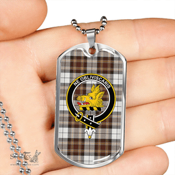 ScottishPlaid MacKellar Dress Weathered Clan Tartan Dog Tag Necklace - Crest Classic Scottish Plaid Tartan Plaid