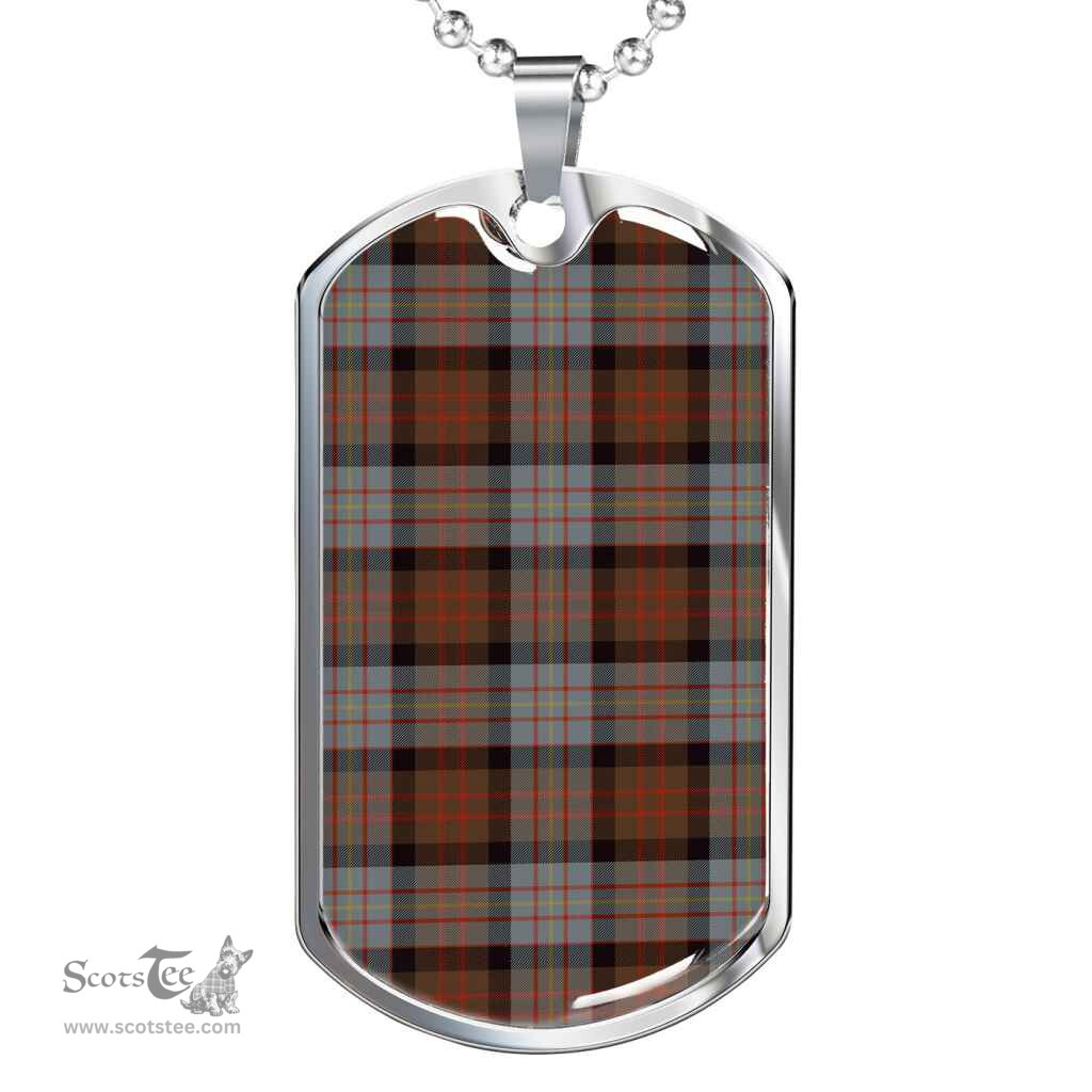 Scottish Cameron of Erracht Weathered Clan Tartan Dog Tag Necklace - Classic Scottish Plaid Tartan Plaid