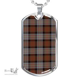 Scottish Cameron of Erracht Weathered Clan Tartan Dog Tag Necklace - Classic Scottish Plaid Tartan Plaid