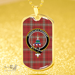 ScottishPlaid Morrison Weathered Clan Tartan Dog Tag Necklace - Crest Classic Scottish Plaid Tartan Plaid