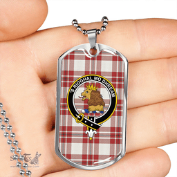 ScottishPlaid MacGregor Dress Red (Gregor Dress Red) Weathered Clan Tartan Dog Tag Necklace - Crest Classic Scottish Plaid Tartan Plaid