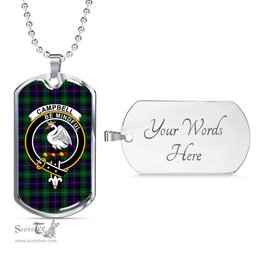 Scottish Campbell Clan Tartan Dog Tag Necklace - Crest Classic Scottish Plaid Tartan Plaid