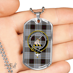 ScottishPlaid MacMillan #3 Modern Clan Tartan Dog Tag Necklace - Crest Classic Scottish Plaid Tartan Plaid