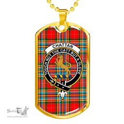 Scottish Chattan Clan Tartan Dog Tag Necklace - Crest Classic Scottish Plaid Tartan Plaid
