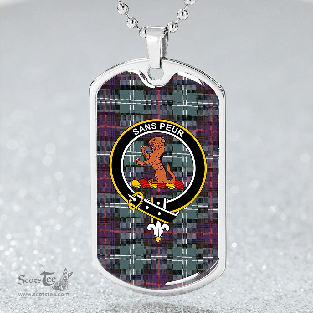 ScottishPlaid Sutherland Old Weathered Clan Tartan Dog Tag Necklace - Crest Classic Scottish Plaid Tartan Plaid