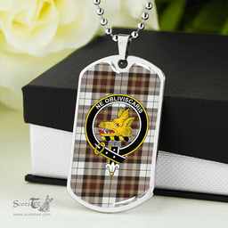ScottishPlaid MacKellar Dress Weathered Clan Tartan Dog Tag Necklace - Crest Classic Scottish Plaid Tartan Plaid