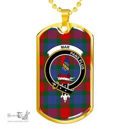 Scottish Mar Clan Tartan Dog Tag Necklace - Crest Classic Scottish Plaid Tartan Plaid