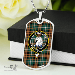 ScottishPlaid Ramsay Orange Modern Clan Tartan Dog Tag Necklace - Crest Classic Scottish Plaid Tartan Plaid