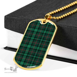 Scottish Ross Hunting Modern Clan Tartan Dog Tag Necklace - Classic Scottish Plaid Tartan Plaid